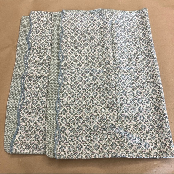 VTG Springmaid Floral Blockprint Pastel Pillowcases Cottagecore Scallop Hem - Picture 1 of 8